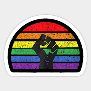 LGBTQ Pride Flag Fist BLM Black Lives Matter  Retro Sticker